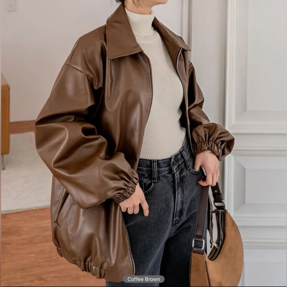 NWOT Oversized Faux Leather Jacket